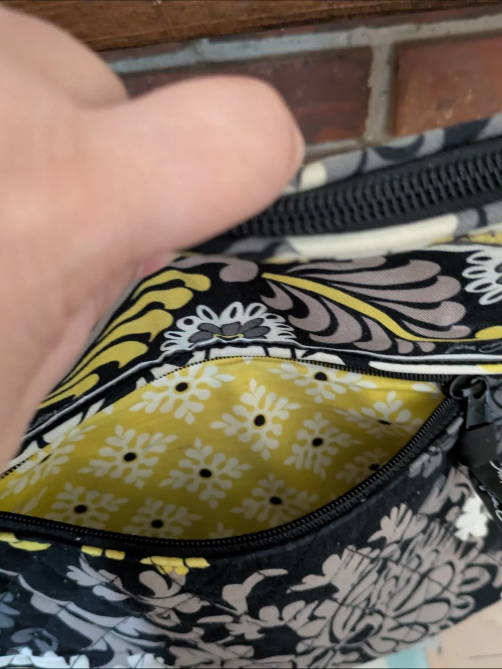 Vera Bradley Floral Quilted Tote in Black, Gray & Yellow